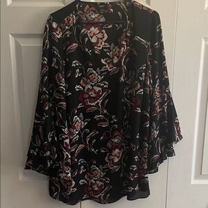 Alfani Black and Red Floral Blouse